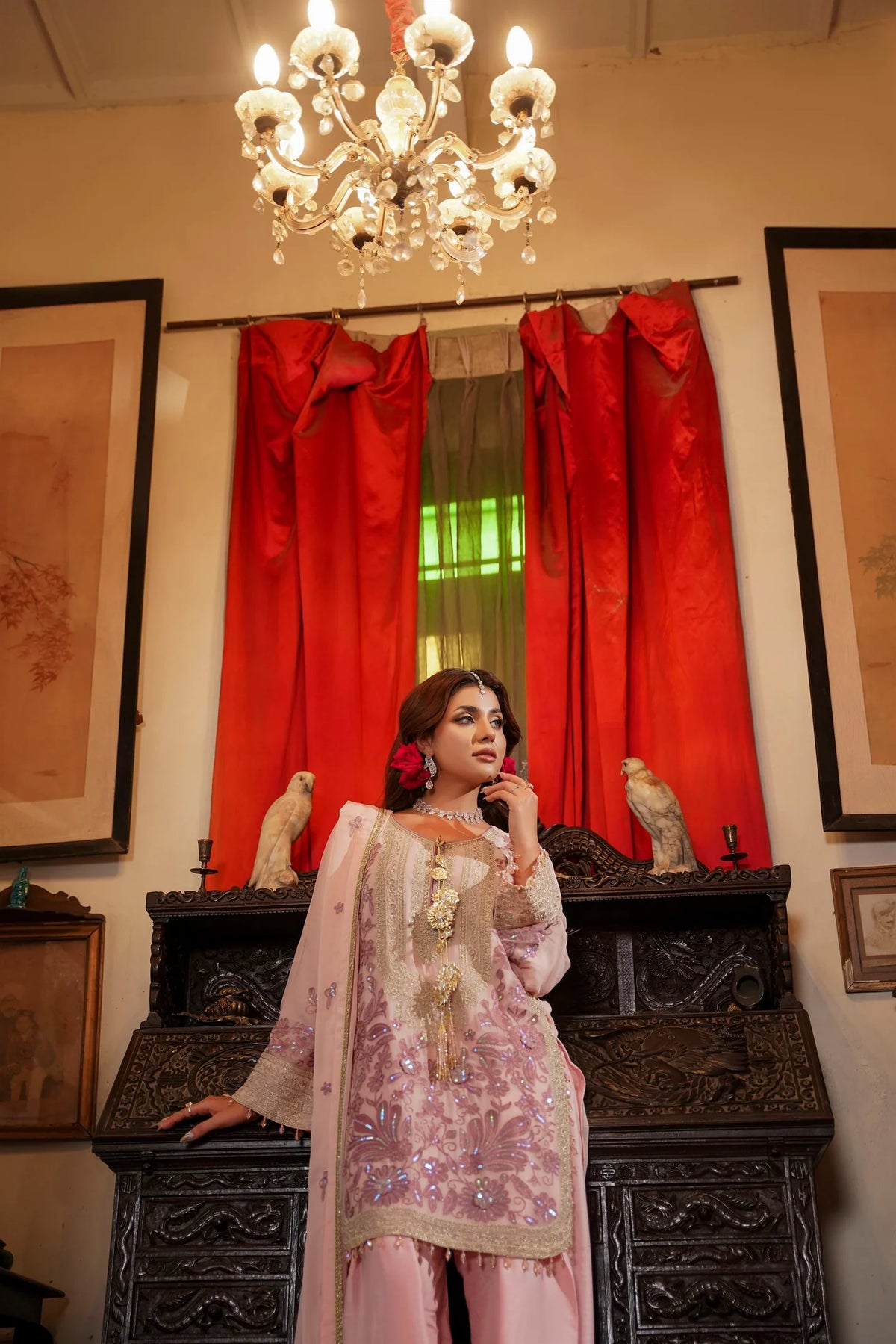 Blush Pink Embroidered Festive Suit with Shalwar
