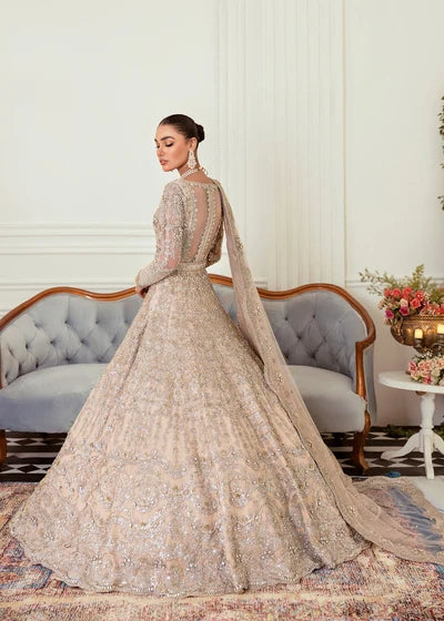 Royal Heavily Embroidered Bridal Maxi Gown with Lehenga & Dupatta – Off White