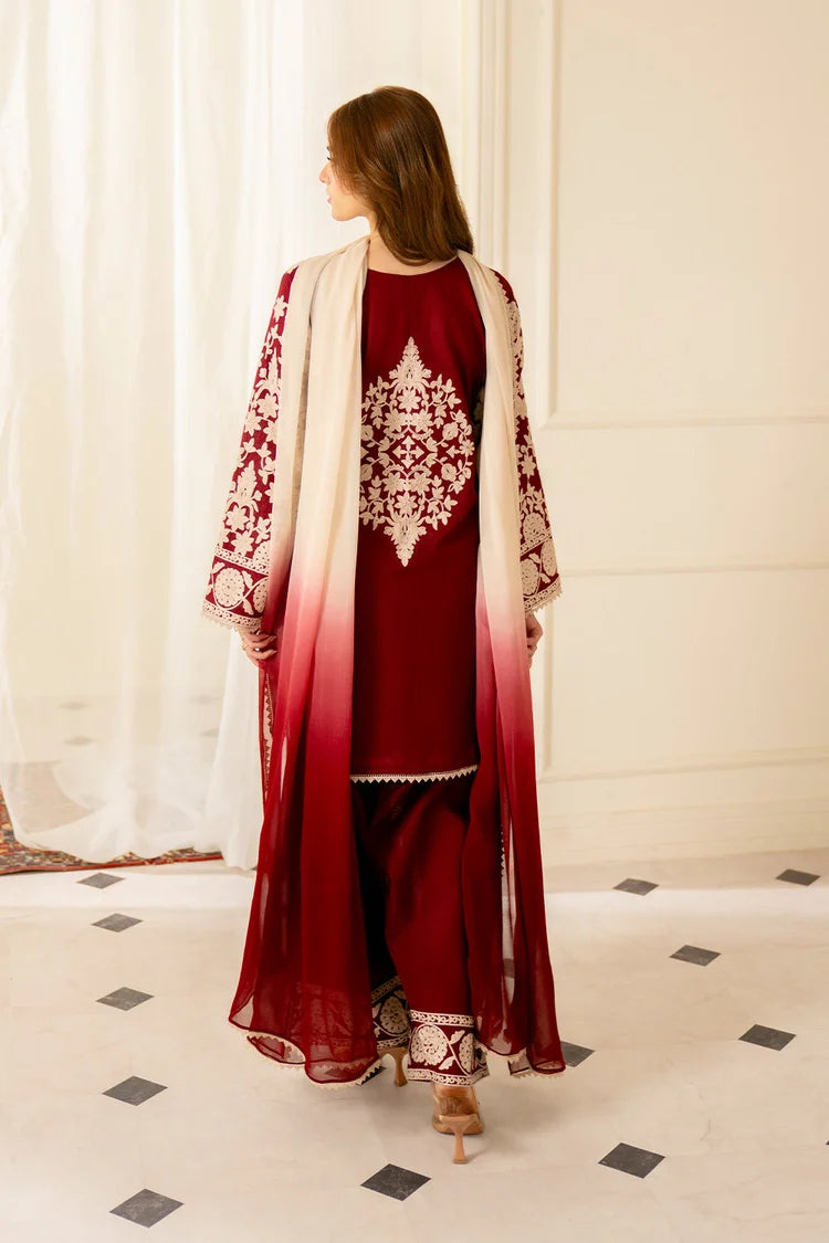 LAWN EMBROIDERED SHIRT WITH CHIFFON TYE