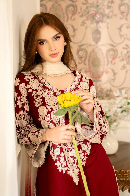 LAWN EMBROIDERED SHIRT WITH CHIFFON TYE