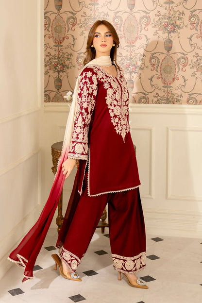 LAWN EMBROIDERED SHIRT WITH CHIFFON TYE