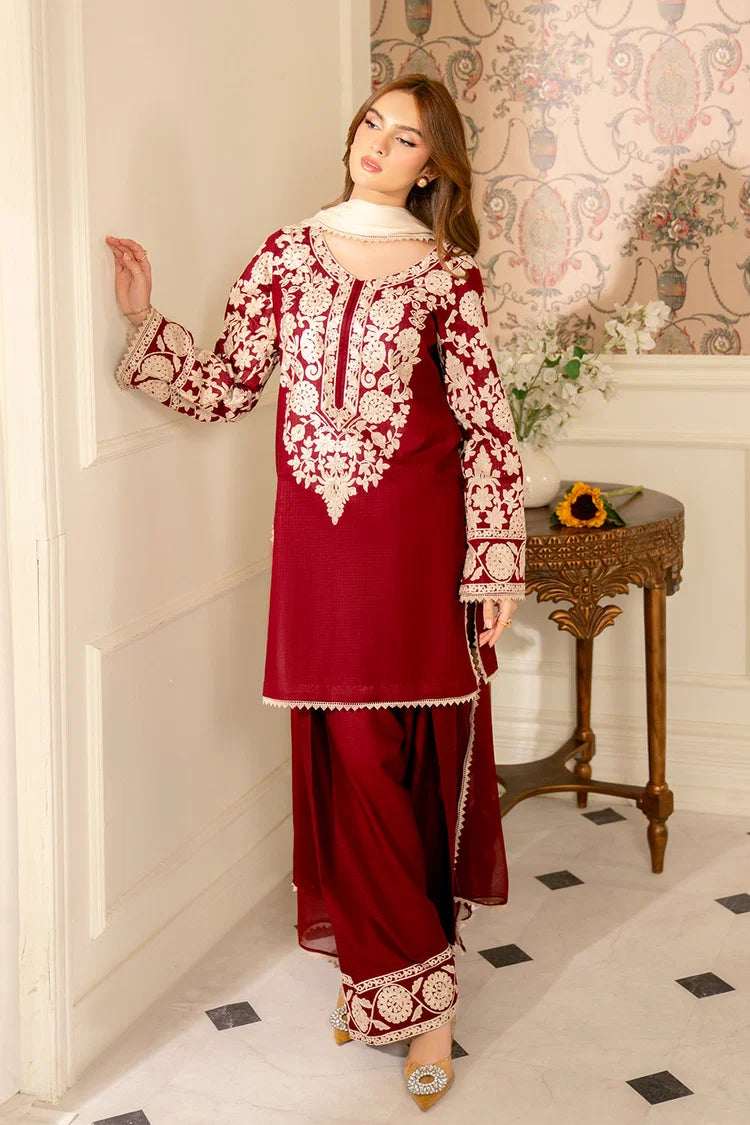 LAWN EMBROIDERED SHIRT WITH CHIFFON TYE