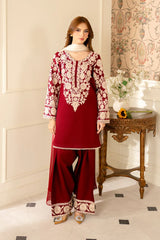 LAWN EMBROIDERED SHIRT WITH CHIFFON TYE