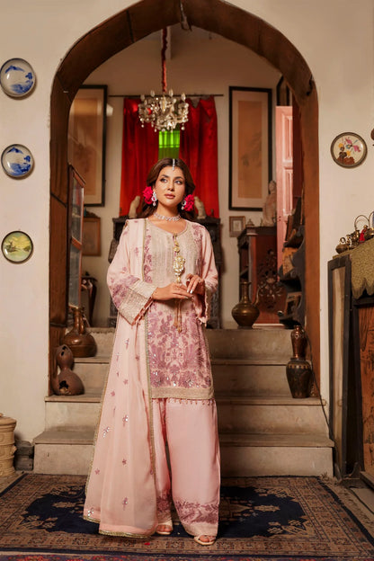 Blush Pink Embroidered Festive Suit with Shalwar