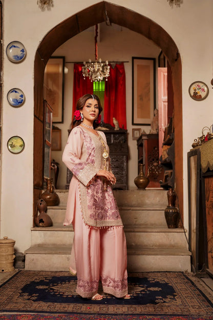Blush Pink Embroidered Festive Suit with Shalwar