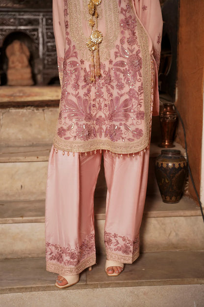 Blush Pink Embroidered Festive Suit with Shalwar