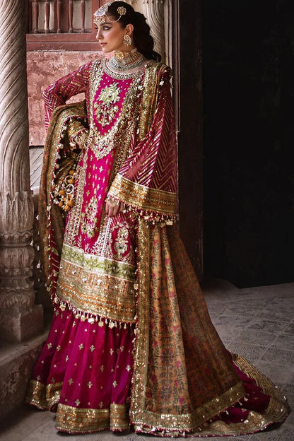 Shrenz Shocking Pink Organza Bridal Collection Replica